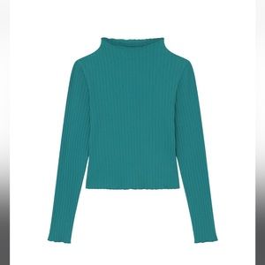 Teal Long Sleeved Mock-Neck Shirt